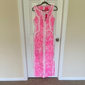 Lilly Pulitzer Pink and White Sheath Maxi Dress